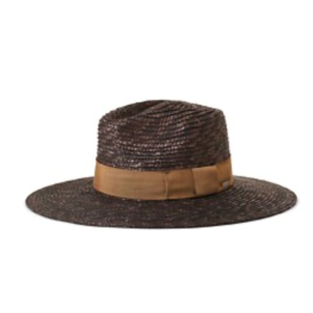 Brixton Joanna Wide Brim Straw Fedora Western Hat Deep Brown Size XS